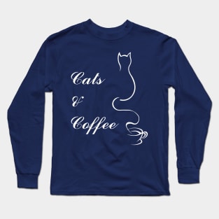 Cute Cats and Coffee Long Sleeve T-Shirt